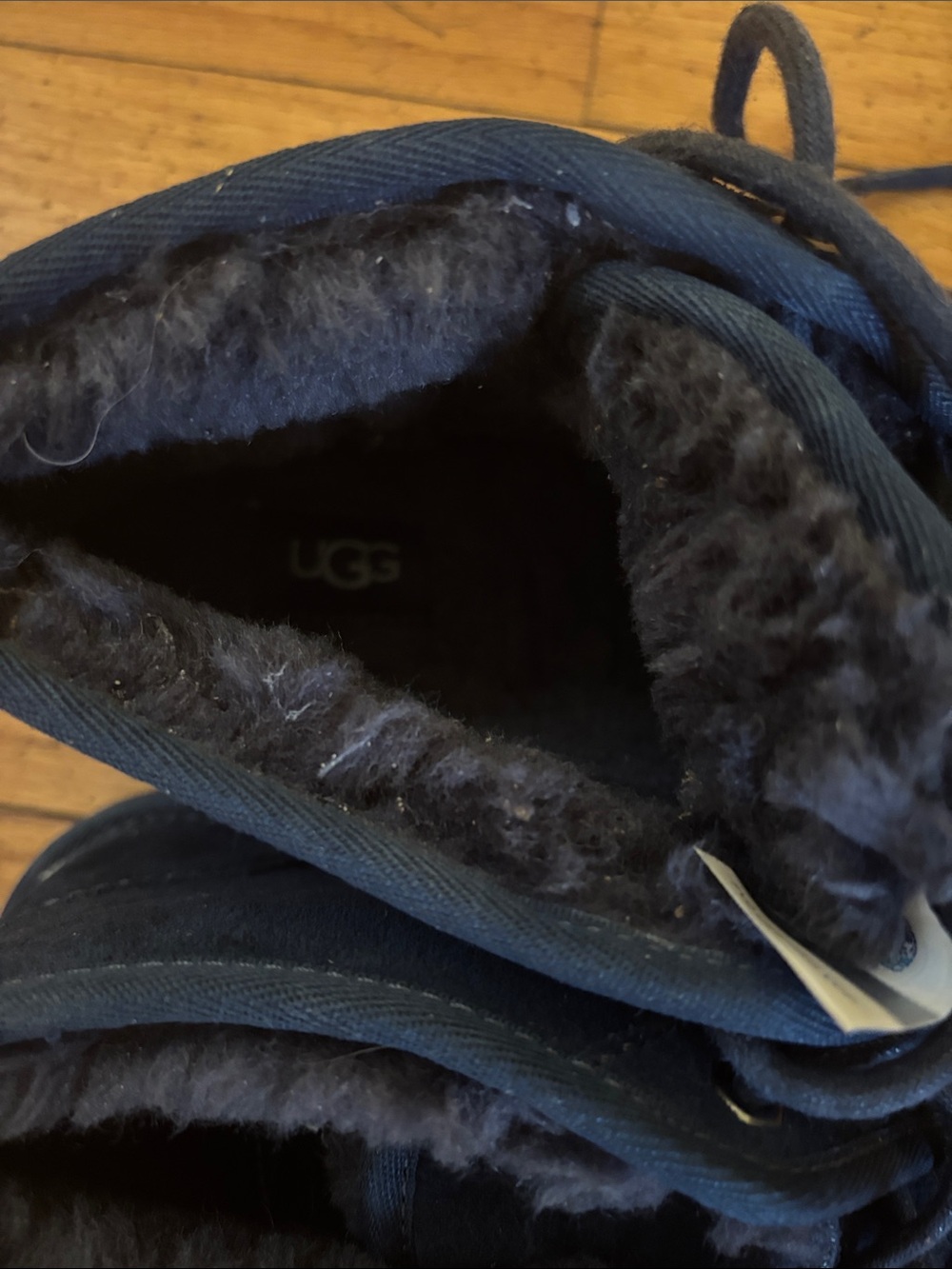 UGG Men's Navy Suede Lace-Up Fleece-Lined Boots - Picture 5 of 5